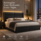 Queen Upholstered Bed Frame with LED Lighting & Faux Leather Headboard — No Box Spring Needed Platform Beds & Bed Frames queen-upholstered-bed-frame-with-led-lights-faux-leather-no-box-spring-needed-black Furniture > Bedroom Furniture > Beds & Bed Frames