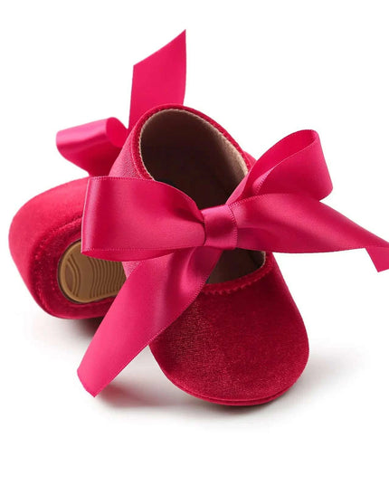 Adorable Baby Girl Crib Shoes with Butterfly Knot - Non-slip Soft Cotton Rubber First Walkers