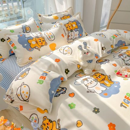 Peekaboo Studio Four-Piece Sanding Skin Bed Sheet Set with Quilt Cover