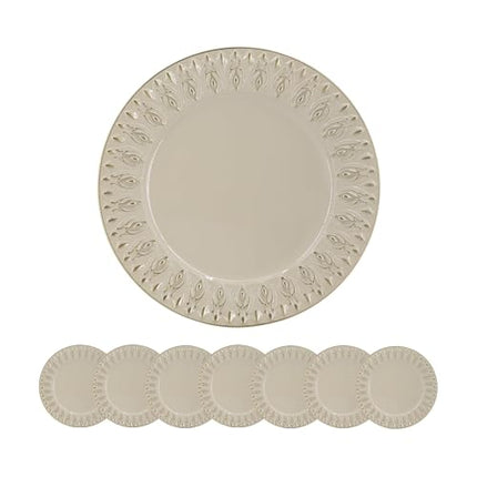 Room and Decor 8 Pack 14" Cream Plastic Charger Plates - Durable & Ele