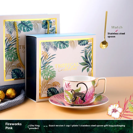 Jungle Ceramic European Light Luxury Hand Painted Cup And Saucer Suit