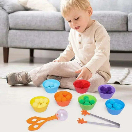 Rainbow Woodland Montessori Educational Toy - Wood & Wool Learning Board