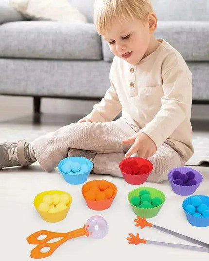 Rainbow Woodland Montessori Educational Toy - Wood & Wool Learning Board