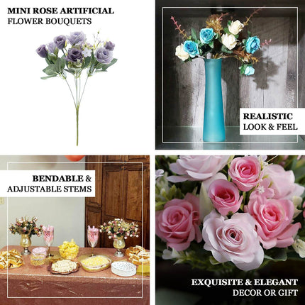 AliKopy 12" Lavender Lilac Real Touch Silk Rose Bouquet, Faux Bridal F