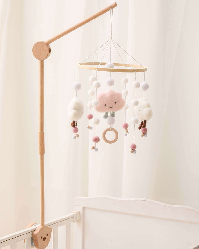 Charming Wooden Bear Mobile Stand with Soothing Lullabies for a Peaceful Nursery