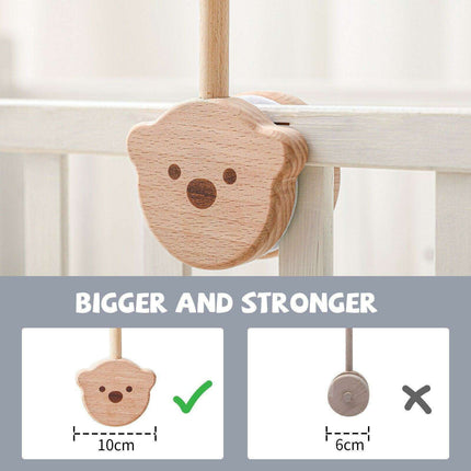 Charming Wooden Bear Mobile Stand with Soothing Lullabies for a Peaceful Nursery