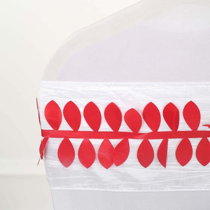 AliKopy Taffeta Ribbon Sash - 4" Leaf Petal Design, 50ft Length, Red