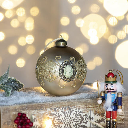 Room and Decor Set of 6 Gold Glass Christmas Ball Ornaments, 3.9