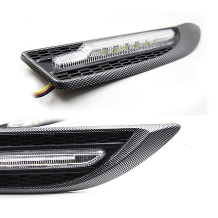 Car Fender Side LED Light Driving Lamp ABS PC 27.4x7x1.5cm Black White Silver