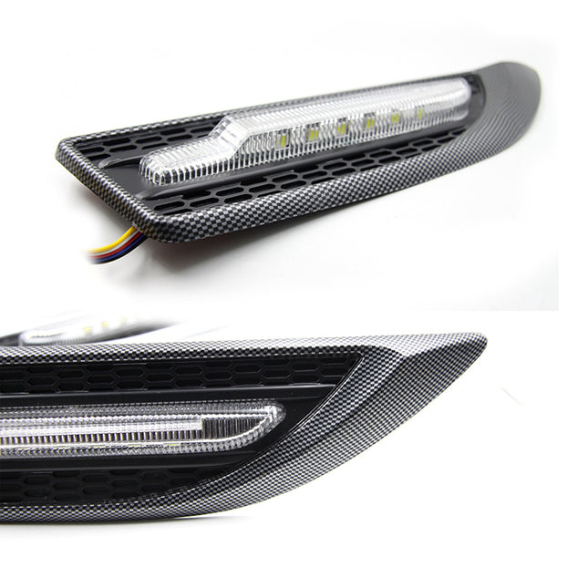 Car Fender Side LED Light Driving Lamp ABS PC 27.4x7x1.5cm Black White Silver