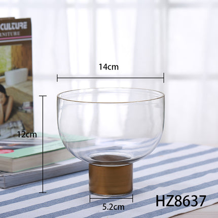 Elegant Hanging Transparent Glass Candle Holder With Copper Ring