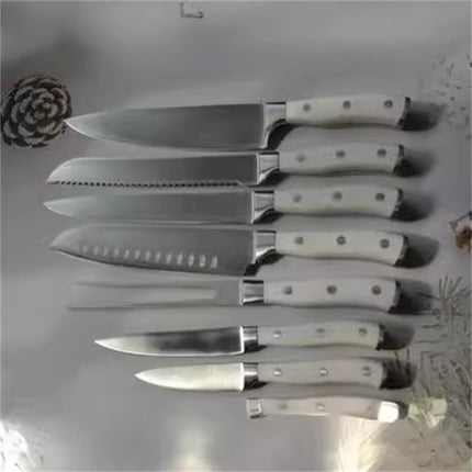 White Handle Stainless Steel Chef Knife 20cm Blade - 3Cr Series