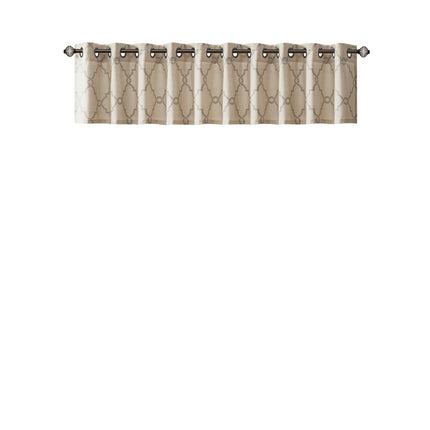 Room & Decor Fretwork Print Grommet Top Window Valance, 50x18", Beige