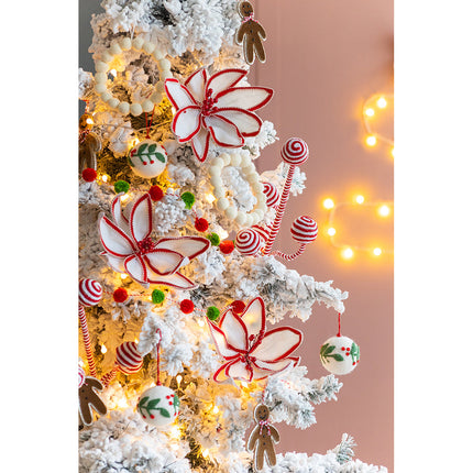 Room & Decor 6.7" Cream Ball Wreath Ornaments, Set of 6 Wool Decor