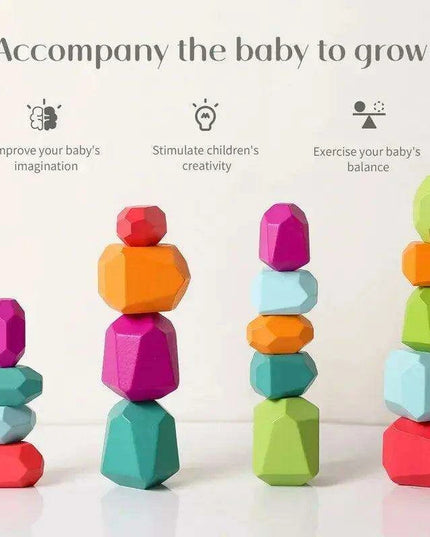 Colorful Wooden Building Blocks Kit for Creative Learning and Logical Development