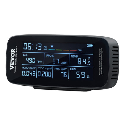 VEVOR Air Quality Monitor 9-IN-1 — CO2, PM2.5, TVOC, Humidity & Temperature