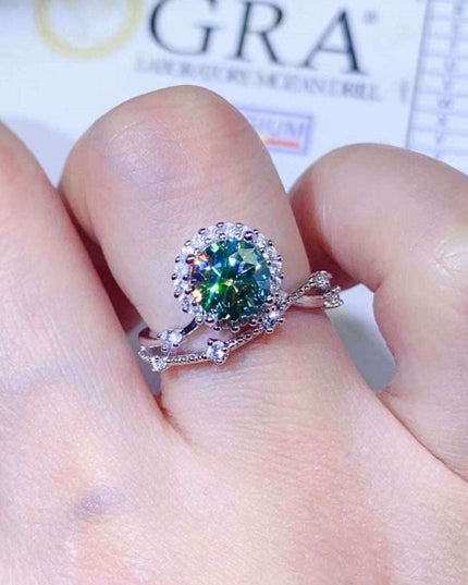 Stunning 1 Carat Lab-Created Diamond and Zircon Adorned Platinum Ring