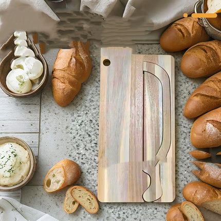 Bread Knife And Chopping Board Set Bamboo Style For Toast And French Stick