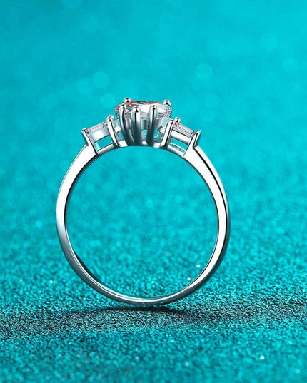 Charming Heart-Shaped Lab-Diamond Ring in Sterling Silver: A Touch of Elegance