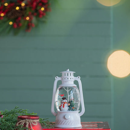 Room and Decor LED Snowman & Tree Water Lantern with Timer, White