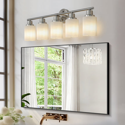 Room & Decor Modern 5-Light Vanity Wall Sconce, Brushed Nickel Finish,