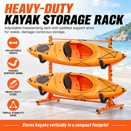 TideRise Freestanding Kayak Storage Rack - Adjustable for 4 Kayaks, 22 Watercraft Storage Racks freestanding-kayak-storage-rack-quick-adjustment-upgraded-version-kayak-stand-for-4-kayak-canoe-paddleboard-220lbs-max-load