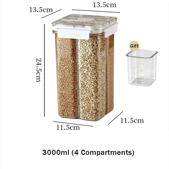 Clear Food Storage Container with Adjustable Partition Board for Kitchen Organization