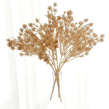 AliKopy 4-Pack Metallic Gold Baby's Breath Bouquets, 13" Event Decor