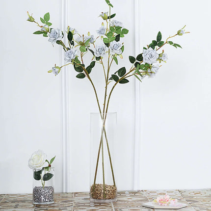 AliKopy 38" Tall Silver Artificial Silk Rose Bouquet - Elegant Decor