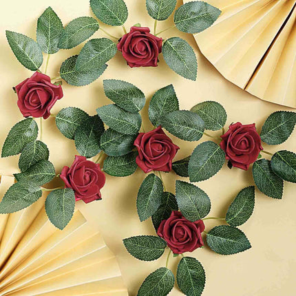 AliKopy 24 Red Foam Roses with Stem Wire and Realistic Leaves