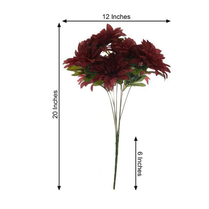 AliKopy 2 Bouquets 20" Burgundy Silk Dahlia Flower Spray Bushes - Real