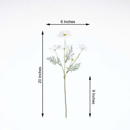 AliKopy 6 White Artificial Silk Daisy Flower Stems - Realistic & Durab