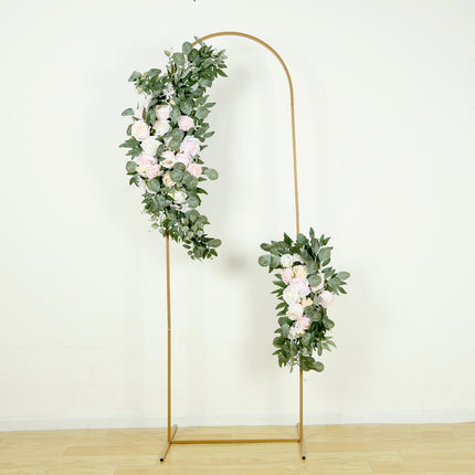 AliKopy Set of 2 Cream Blush Silk Rose Floral Garlands with Eucalyptus