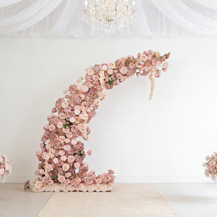 AliKopy Dusty Rose Floral Backdrop for 6.5ft Wedding Arch - Foam-Backe