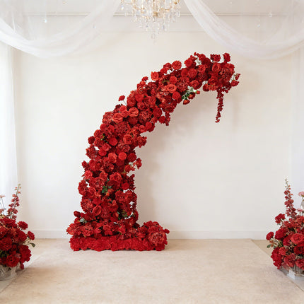 AliKopy Red Floral Backdrop for 6.5ft Wedding Arch – Foam-Backed Roses