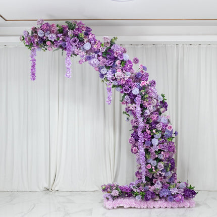 AliKopy Artificial Silk Floral Backdrop – Lavender Half Crescent Arch