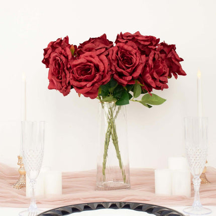AliKopy 17" Burgundy Jumbo Silk Rose Bouquet - Premium Quality Floral