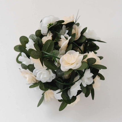 AliKopy 2 Pack 8ft Cream Ivory Mini Rose Flower Garland - 45 Flower He