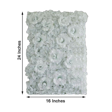 AliKopy 11 Sq Ft White 3D Silk Flower Wall Mat - 4 Panels, Realistic D