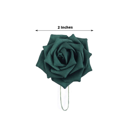 AliKopy 24 Hunter Emerald Green Foam Roses with Stem Wire & Leaves