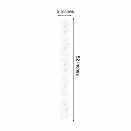 AliKopy 7ft Cream Silk Hydrangea Hanging Garland, Durable & Elegant