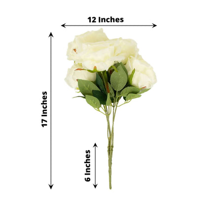 AliKopy 17" Ivory Silk Jumbo Rose Bouquet - Premium Quality, Wedding D