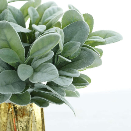AliKopy 4 Stems Frosted Green Artificial Lambs Ear Plant - Realistic F