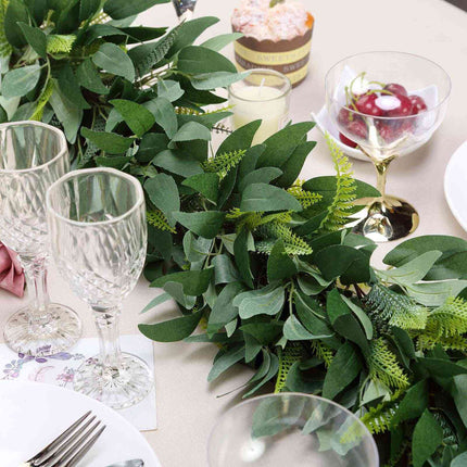 AliKopy 4ft Real Touch Green Willow & Frond Leaves Garland - Lifelike