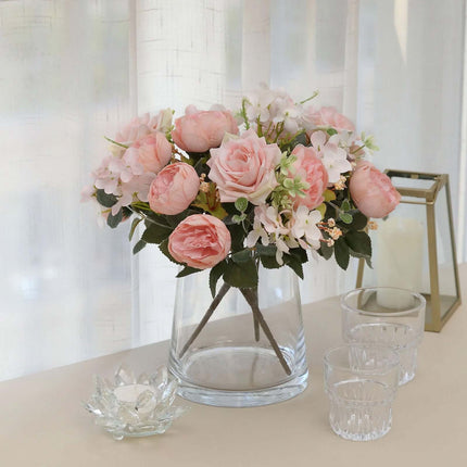 AliKopy 2 Pack Blush Silk Rose & Peony Bouquets - 12" for Weddings & H