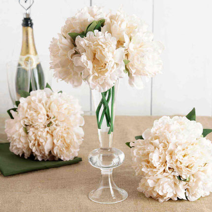 AliKopy 11" Real Touch Blush Cream Silk Peonies Bouquet - Lifesize & D