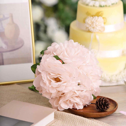 AliKopy 11" Blush Real Touch Silk Peonies Bouquet - Lifelike & Elegant