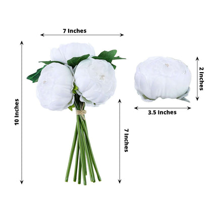 AliKopy 5 Flower White Peony Bouquet - Realistic Silk, Easy Care