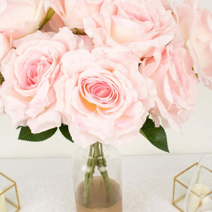 AliKopy 17" Blush Silk Jumbo Rose Bouquet - High Quality, Wedding-Read