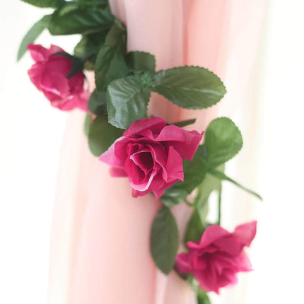 AliKopy 6ft UV Protected Fuchsia Silk Rose Garland - Indoor/Outdoor De